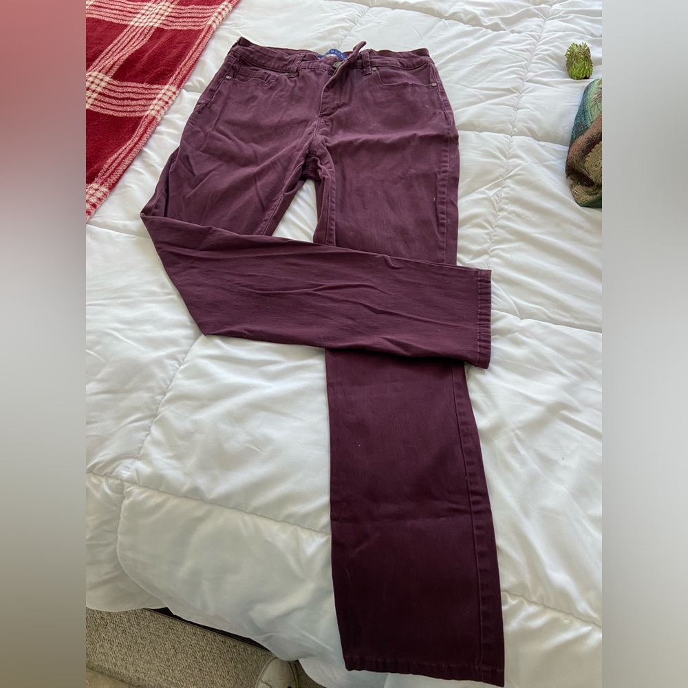 Eggplant color pants .